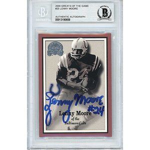 Lenny Moore Colts Signed 2000 Greats of the Game Football Card Beckett Autograph